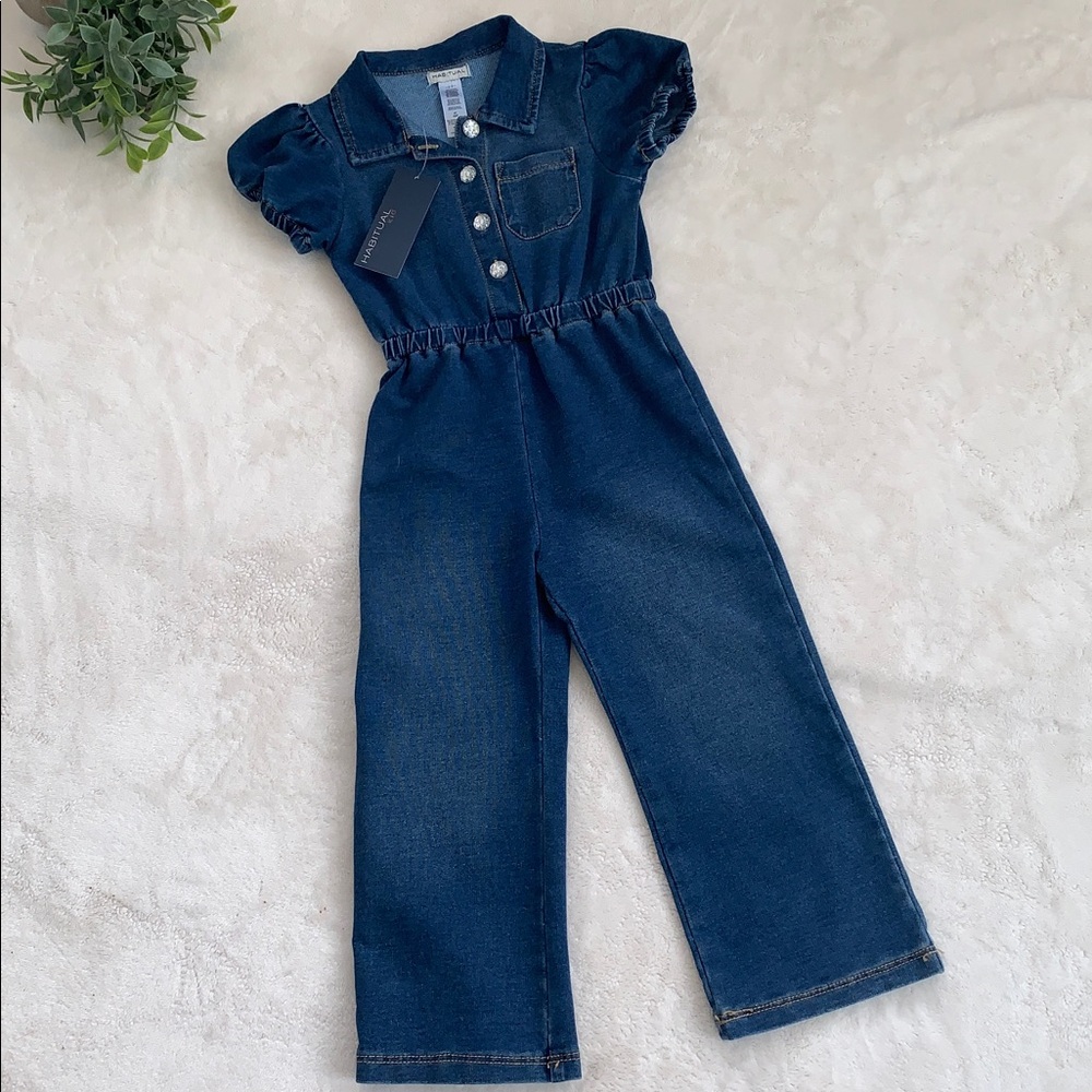 NWT Habitual Soft Denim Jumpsuit Pantsuit Girls 4T